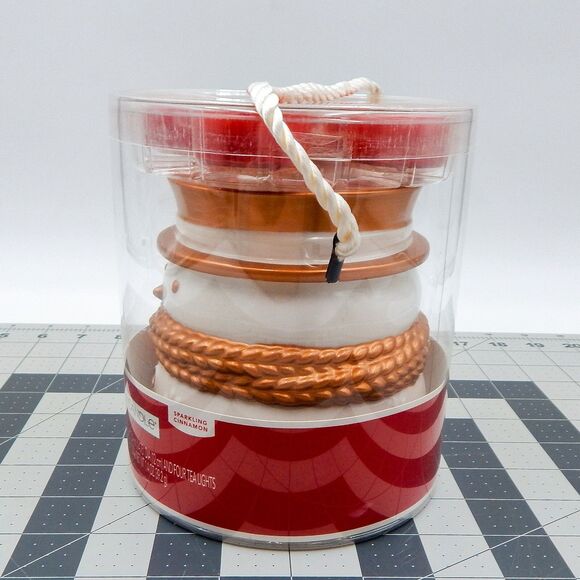 Yankee Candle Luminary Snowman Gold Trim Tea Light Sparkling Cinnamon Scent - Picture 2 of 7